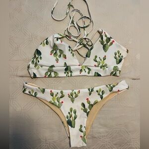 Boutique Cactus Print Bikini Top and Bottom